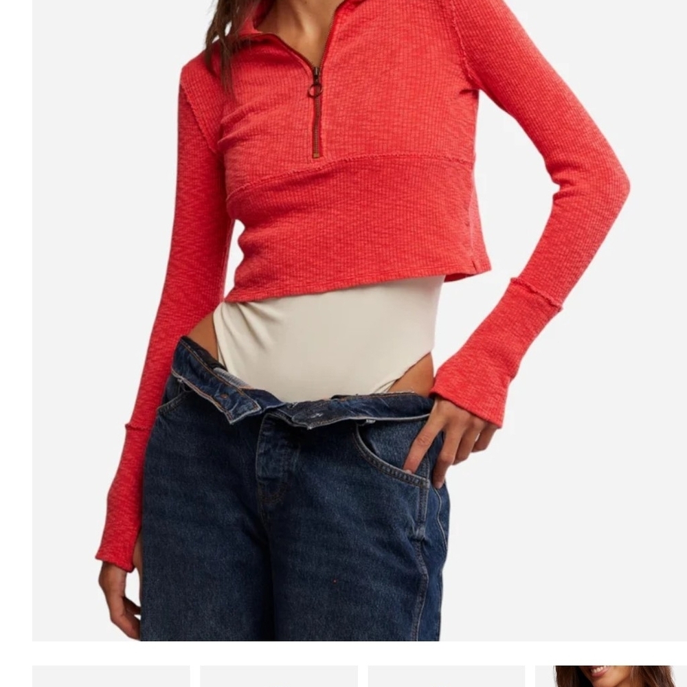 Women's Red Long Sleeve Top